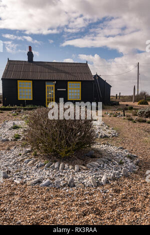 Derek Jarmans Garten und Wohnung, Prospect Cottage, Dunghness, Kent, Großbritannien Stockfoto