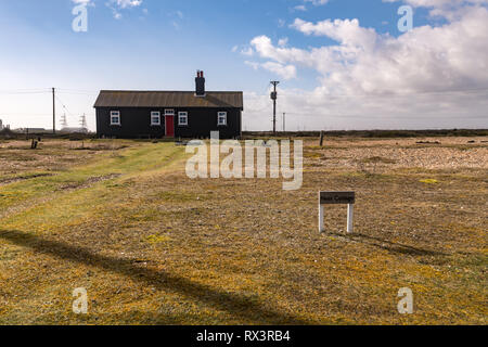 Derek Jarmans Garten und Wohnung, Prospect Cottage, Dunghness, Kent, Großbritannien Stockfoto