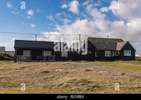 Derek Jarmans Garten und Wohnung, Prospect Cottage, Dunghness, Kent, Großbritannien Stockfoto