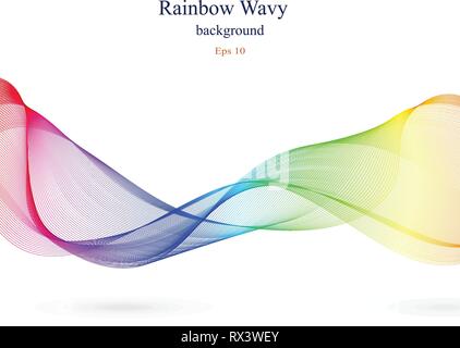 Wellenförmige abstrakt Design in Regenbogenfarben. Ribbon Konzept mit unterschiedlichen Steigungen. Weiß isoliert Hintergrund. Vector Illustration. Stock Vektor