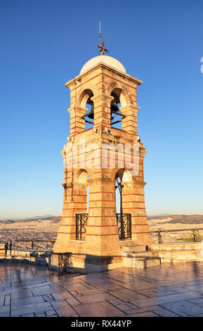 Griechenland, Athen, Mount Lycabettus - Glockenturm auf der Oberseite Stockfoto