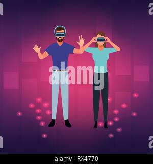 Menschen spielen mit Virtueller Realität Stock Vektor