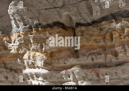 Aboriginal Schablone rock Kunst, Kunstgalerie, Carnarvon Gorge, Queensland, Australien Stockfoto