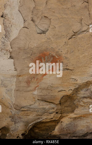 Aboriginal Schablone rock Kunst, Kunstgalerie, Carnarvon Gorge, Queensland, Australien Stockfoto