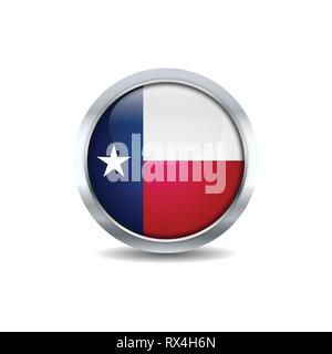 Die Schaltfläche Kreis Texas flag Hintergrund Textur. Vector Illustration Design Stock Vektor