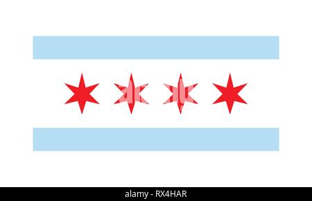 Vektor Flagge Chicago einfache flache Design Illustration isoliert auf weißem Hintergrund Stock Vektor