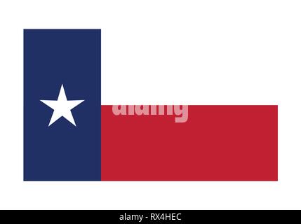 Vektor Flagge Texas einfache flache Design Illustration isoliert auf weißem Hintergrund Stock Vektor