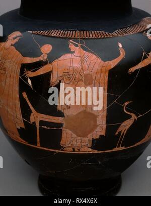 Stamnos (Mischen von Jar). Griechisch; Athen; zurückzuführen auf Syriskos (ehemals die Kopenhagener Maler). Datum: 480 v. Chr.-470 v. Chr.. Abmessungen: 38,1 × 45,72 × 14,1 cm (15 × 18 × 5 1/2 in.). Terra-cotta, in den Roten dekoriert - Abbildung Technik. Herkunft: Athen. Museum: Das Chicago Art Institute. Stockfoto