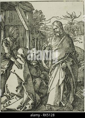 Christus, der seine Mutter verlassen, von der kleinen Holzschnitt Leidenschaft. Albrecht Dürer; Deutsch, 1471-1528. Datum: 1508-1509. Abmessungen: 128 x 98 mm. Holzschnitt in Schwarz auf Elfenbein Bütten. Herkunft: Deutschland. Museum: Das Chicago Art Institute. Stockfoto