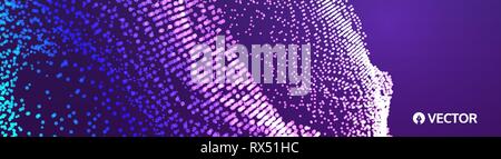 Array mit dynamischen Partikeln. 3d-Technologie. Zusammenfassung Hintergrund. Vector Illustration. Stock Vektor