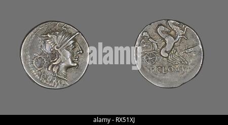 Denar (Münze), die die Göttin Roma. Roman. Datum: 128 BC. Abmessungen: Durchm. 2 cm; 3.89 g. Silber. Herkunft: Römische Reich. Museum: Das Chicago Art Institute. Thema: Alte römische. Stockfoto