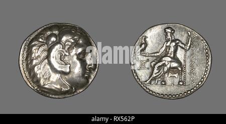 Tetradrachme (Münze), Alexander des Großen. Griechisch, in Makedonien geprägt. Datum: 336 v. Chr.-323 v. Chr.. Abmessungen: Durchm. 2,9 cm; 17.03 g. Silber. Herkunft: Römische Reich. Museum: Das Chicago Art Institute. Thema: Alte römische. Stockfoto