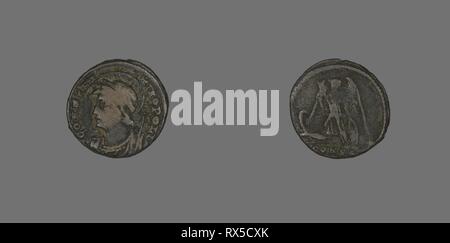 Münze, Kaiser Konstantin I. Roman. Datum: 330 AD. Abmessungen: Durchm. 1,9 cm; 2,39 g. Bronze. Herkunft: Römische Reich. Museum: Das Chicago Art Institute. Thema: Alte römische. Stockfoto