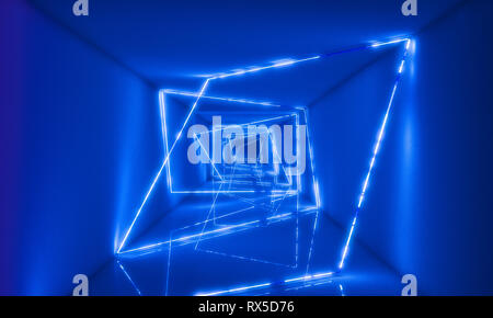 3D-rendering Image der abstrakten Neonlicht in konkreten Tunnel Stockfoto
