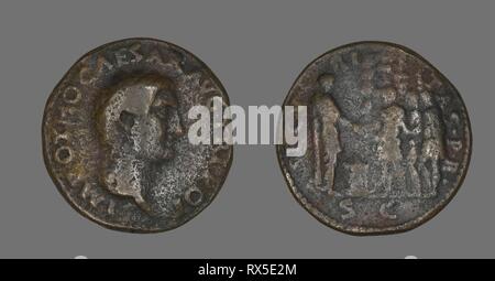 Münze Darstellung Kaiser Otho. Roman. Datum: 69. Abmessungen: Durchm. 3.3 cm; 19,86 g. Bronze. Herkunft: Römische Reich. Museum: Das Chicago Art Institute. Thema: Alte römische. Stockfoto