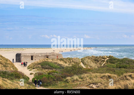 Leute, die an der Spitze von Skagen entfernt Stockfoto