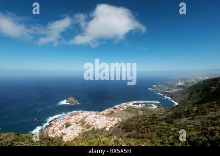 Luftbild des schönen touristischen Dorf von Garachico, im Norden von Teneriffa. Stockfoto
