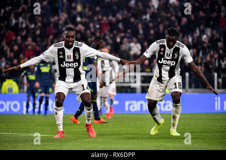 Foto Marco Alpozzi LaPresse 8 Marzo 2019 Torino, Italia Sport Calcio Juventus Vs Udinese - Campionato di calcio Serie A TIM 2018/2019 - Allianz Stadion. Nella Foto: Blaise Matuidi (Juventus F.C.); esulta Dopo il Gol 4-0 Foto LaPresse - Marco Alpozzi März 08, 2019 Turin, Italien Sport Fussball Juventus Vs Udinese - Italienische Fußball-Liga einen TIM 2018/2019 - Allianz Stadion im picBlaise Matuidi (Juventus F.C.);;;;;;;; feiern Ziel 4-0 Stockfoto