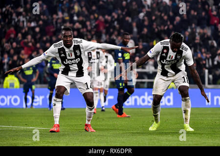 Foto Marco Alpozzi LaPresse 8 Marzo 2019 Torino, Italia Sport Calcio Juventus Vs Udinese - Campionato di calcio Serie A TIM 2018/2019 - Allianz Stadion. Nella Foto: Blaise Matuidi (Juventus F.C.); esulta Dopo il Gol 4-0 Foto LaPresse - Marco Alpozzi März 08, 2019 Turin, Italien Sport Fussball Juventus Vs Udinese - Italienische Fußball-Liga einen TIM 2018/2019 - Allianz Stadion im picBlaise Matuidi (Juventus F.C.);;;;;;;; feiern Ziel 4-0 Stockfoto