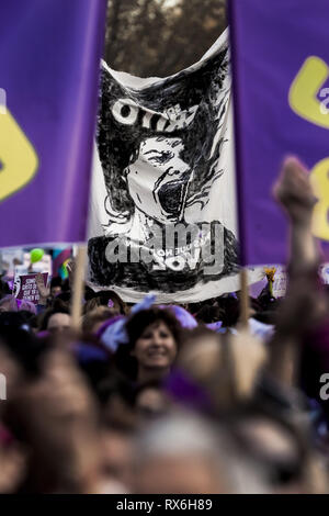 Madrid, Madrid, Spanien. 8 Mär, 2019. Feministische Banner in der Demonstration von der Internationalen Frau Tag in Madrid. Credit: Celestino Arce Lavin/ZUMA Draht/Alamy leben Nachrichten Stockfoto