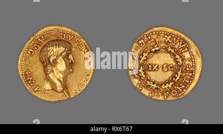 Aureus (Münze) Darstellung von Kaiser Nero. Roman, in Rom geprägt. Datum: 57 AD-58 AD. Abmessungen: Durchm. 1,9 cm; 7,70 g. Gold. Herkunft: Rom. Museum: Das Chicago Art Institute. Thema: Alte römische. Stockfoto