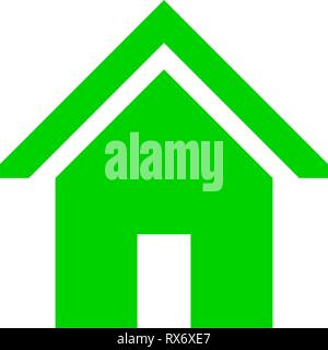 Home Symbol - Grün einfach, isoliert - Vector Illustration Stock Vektor