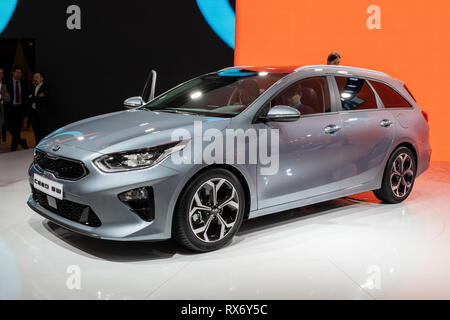 Genf, Schweiz - 7. MÄRZ 2018: Kia Ceed SW Auto auf dem 88. Internationalen Automobilsalon in Genf präsentiert. Stockfoto