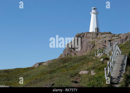 Cape Spears Leuchtturm und Treppen, Cape Spear Leuchtturm National Historic Site, Neufundland, Kanada Stockfoto