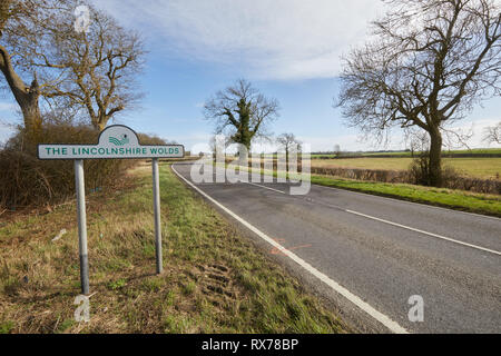 Lincolnshire Wolds Schild, Lincolnshire, Großbritannien Stockfoto