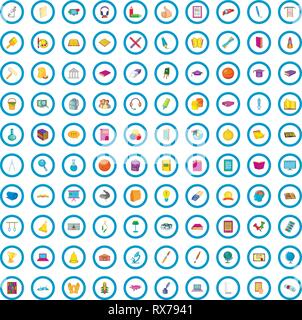100 Bildung Icons set, cartoon-Stil Stock Vektor