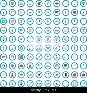 100 Bildung Icons set, cartoon-Stil Stock Vektor
