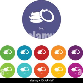 Seife Icons Set Vector Farbe Stock Vektor