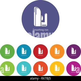 Bügeleisen Icons Set Vector Farbe Stock Vektor