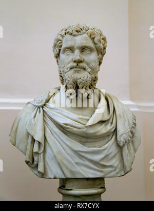 Septimius Severus (145-211 AD). Römischer Kaiser von 193 bis 211. Marmorbüste, C 204 AD. Die Nationalen Archäologischen Museum, Neapel. Stockfoto