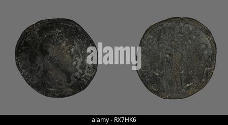 Sesterz (Münze), Philip der Arabischen. Roman. Datum: 246 AD. Abmessungen: Durchm. 3 cm; 21.22 g. Bronze. Herkunft: Römische Reich. Museum: Das Chicago Art Institute. Thema: Alte römische. Stockfoto