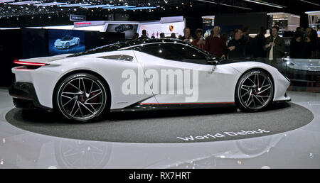 Genf, Schweiz - 03/08/2019: Genfer Automobilsalon 2019 Pininfarina Battista Sportwagen Stockfoto