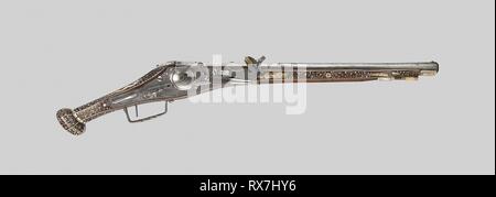 Wheellock Pistole. I. (evtl. Hans) Geschlecht (Deutsch, 1567 --1568?); Nürnberg. Datum: 1567. Abmessungen: L 63,8 cm (25 1/8 in.) Barrel L 44,5 cm (17 1/2 in.) Wt. 3 lb. 9 oz. Kaliber.44. Stahl, Eisen, obstholz und staghorn. Herkunft: Nürnberg. Museum: Das Chicago Art Institute. Autor: Master I G. Stockfoto