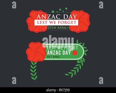 Anzac Day Abbildung mit schöner roter Mohn Blume Hintergrund Stock Vektor