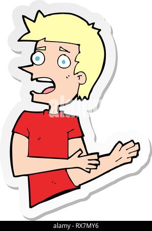 Aufkleber einer Cartoon betonte Mann Stock Vektor