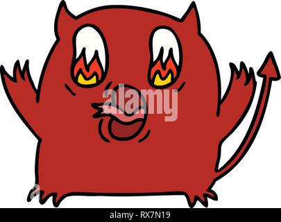 Freihändig gezeichneten Karikatur von niedlich Kawaii rote Dämon Stock Vektor