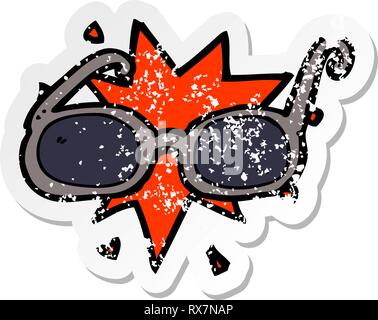 Retro distressed Aufkleber einer Cartoon Sonnenbrille Stock Vektor