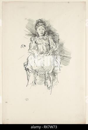 Kleine Dorothy. James McNeill Whistler; American, 1834-1903. Datum: 1896. Abmessungen: 193 x 136 mm (Bild); 307 x 211 mm (Blatt). Transfer Lithographie in Schwarz auf Elfenbein webte Papier. Herkunft: USA. Museum: Das Chicago Art Institute. Stockfoto