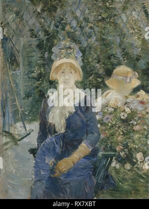 Frau in einem Garten. Berthe Morisot; Französisch, 1841-1895. Datum: 1882-1883. Abmessungen: 48 1/2 x 37 in. (123 × 94 cm). Öl auf Leinwand. Herkunft: Frankreich. Museum: Das Chicago Art Institute. Stockfoto