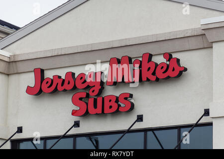 Blue Bell, PA - 8. März 2019: Jersey Mike's Subs ist ein eingetragenes Warenzeichen von Jersey Mike's Franchise Systems, Inc. Stockfoto