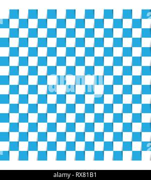 Weiße und blaue Farbe in Checker oder korbweide Muster Hintergrund Stock Vektor