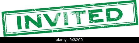 Grunge grüne eingeladen Word square Gummidichtung Stempel auf weißem Hintergrund Stock Vektor