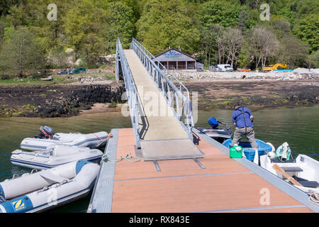 Neue schwimmende Ponton am Pier Lochaline Hafen schottische Westküste von Schottland Stockfoto