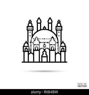 Fantasy palace flache Linie angezeigt. Märchenschloss Vector Illustration. Stock Vektor