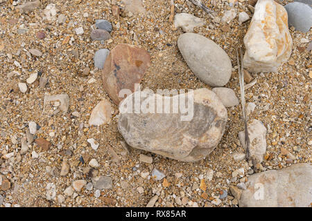 Pebbles withcoarse Sand am Strand Stockfoto