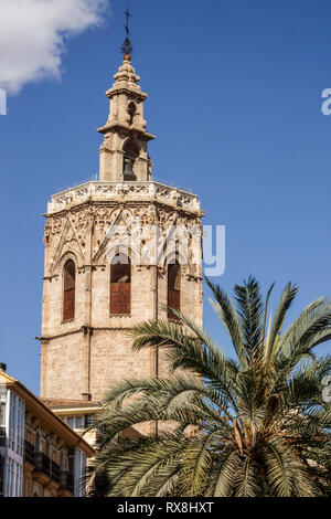 Kathedrale Turm Valencia El Micalet Turm, Plaza de la Reina, Altstadt, Spanien Stockfoto